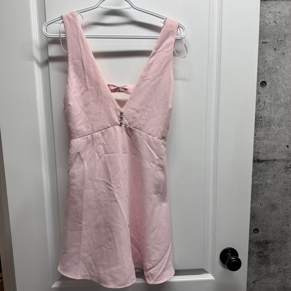 ZARA Pink Sleeveless Dress with Back Bow Detail